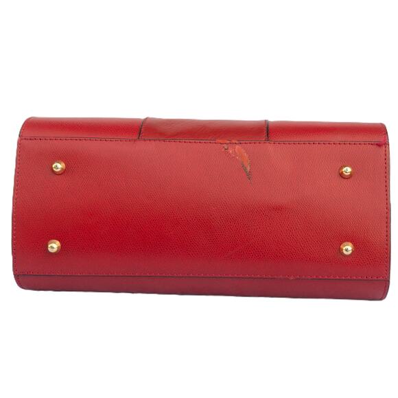 Big Red Purse Large Satchel Bag ITALIAN LEATHER Crossbody Handbag - Picture 7 of 13